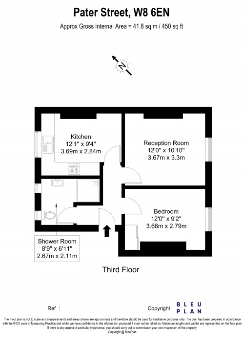 Floorplan for Warwick Chambers Pater Street, London, W8 6EN